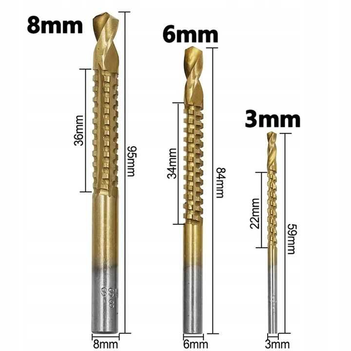 WIERTŁO WIERTŁA Stożkowe Stopniowe Choinkowe Frezujące 6 szt. 6-32 mm