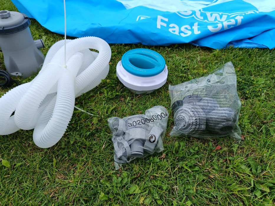 Bestway basen + pokrywa solarna + pompa + mata solarna + dozownik