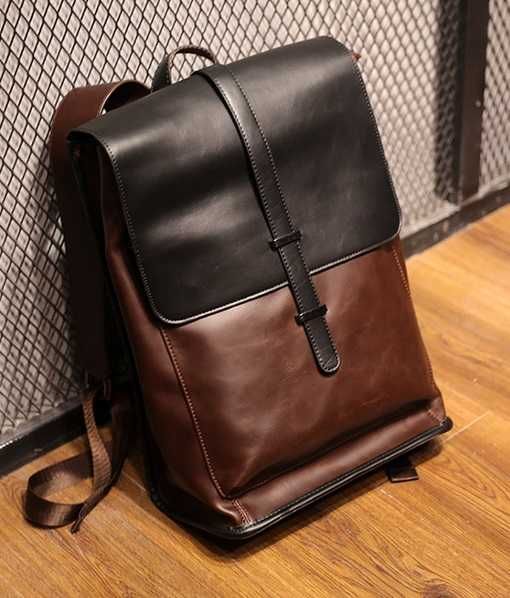Мужской кожаный коричневый рюкзак чоловічий рюкзак сумка для ноутбука