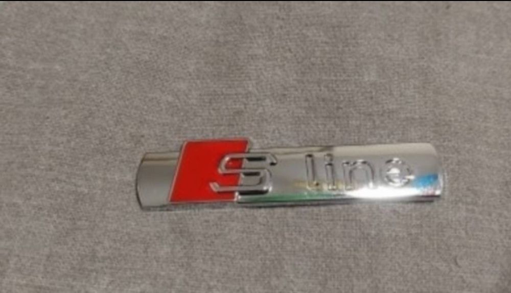 Nowy klejany emblemat S Line Sline srebrny połysk znaczek logo | mat