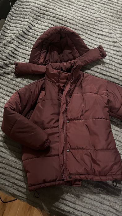Новий теплий пуфер колір бургунді