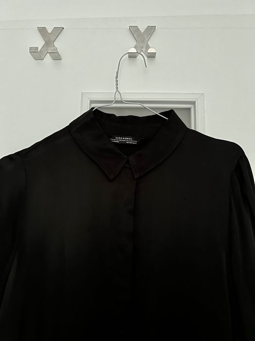 zara sukienka oversize koszulowa premium czarna babydoll S jedwab