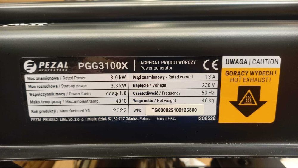 Agregat prądotwórczy PEZAL 3.0 kW PGG3100X i 2.8 kW PGG3000X