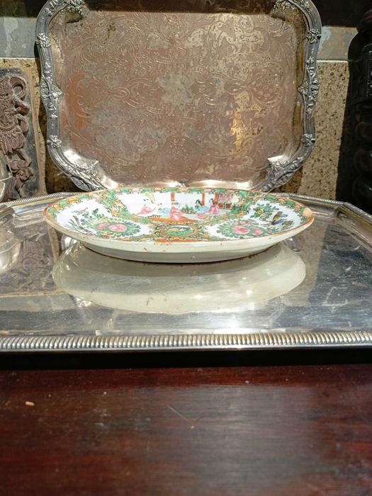Travessa Porcelana da China Mandarim Séc XIX 28,5 cm