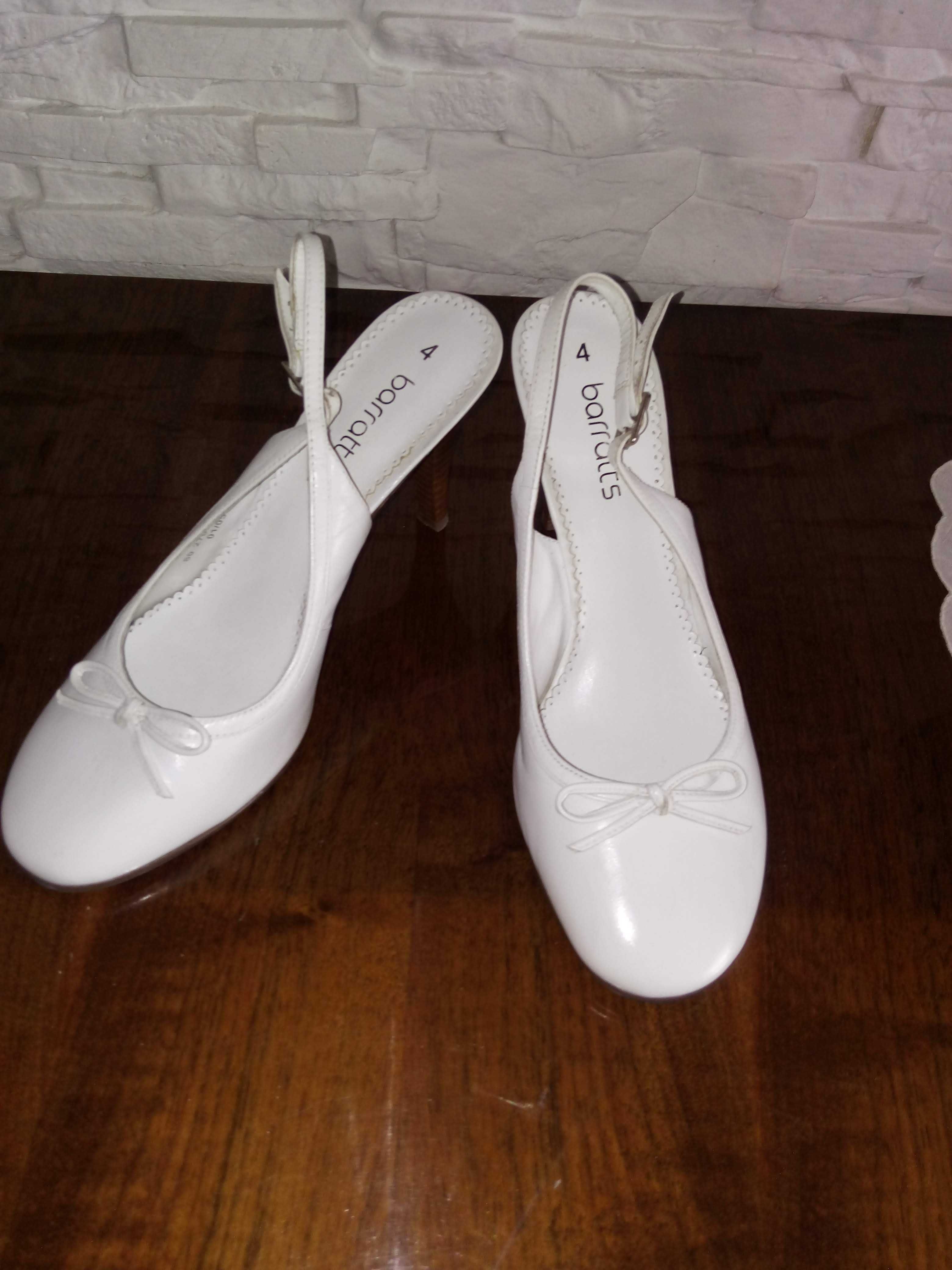 Skórzane białe pantofle ślub wesele 37 Barratts