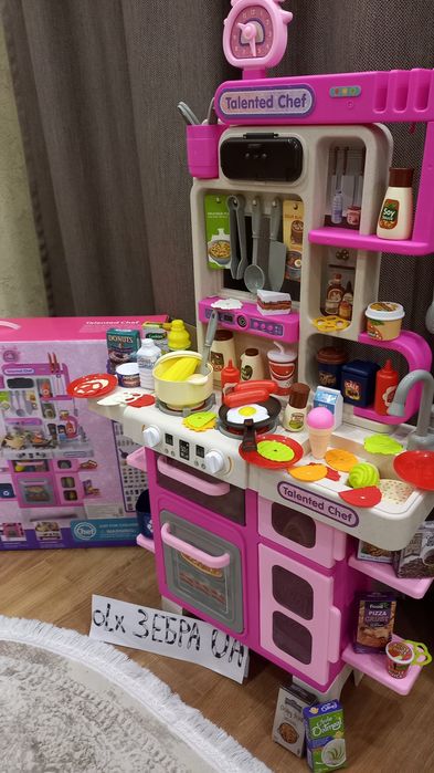 Кухня дитяча 101см ,104 аксессуара, нові,пар,світ,звук, Кухня детская