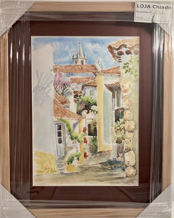 Aguarela de Óbidos c/ moldura - original, NOVO