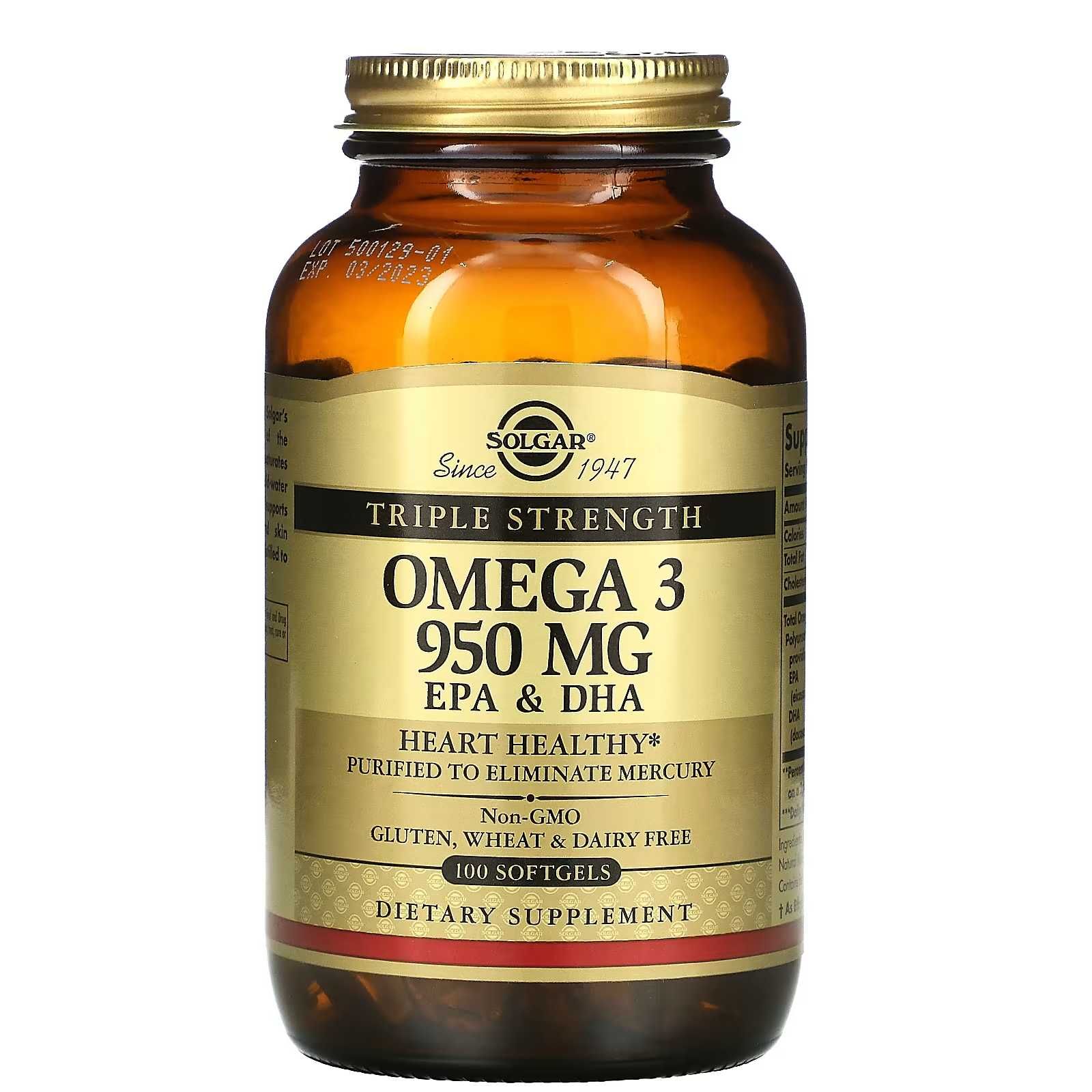 Solgar Omega-3 950 mg Солгар омега 3 концентрат 950 мг 50 100 шт