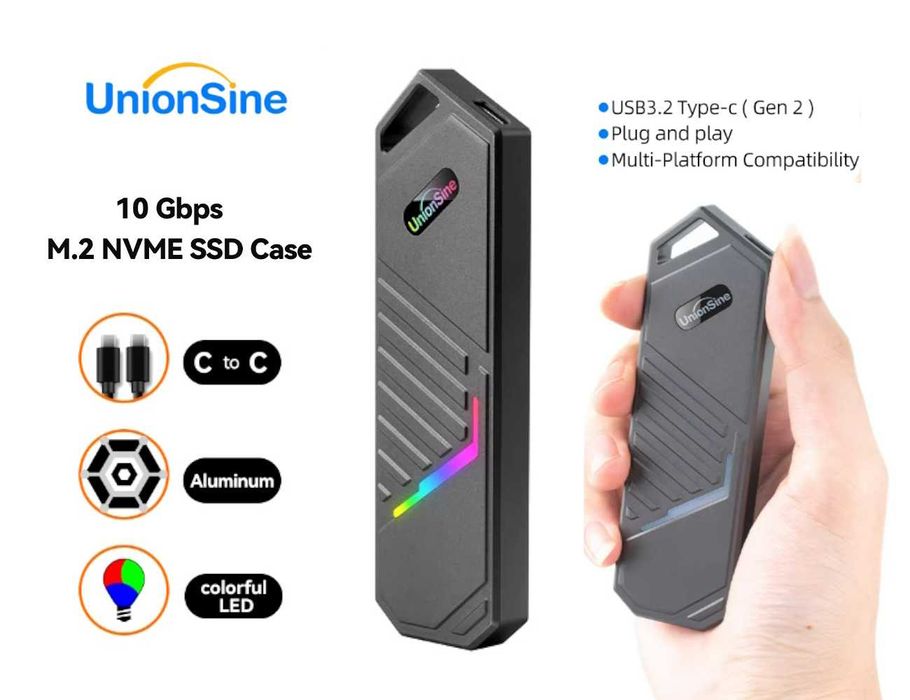 Зовнішня кишеня UnionSine 10Gbps M.2 NVMe SSD to USB 3.2 адаптер
