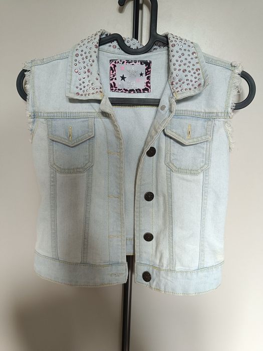 Kurtka dżinsowa bez rękawów denim co dla dziewczynki