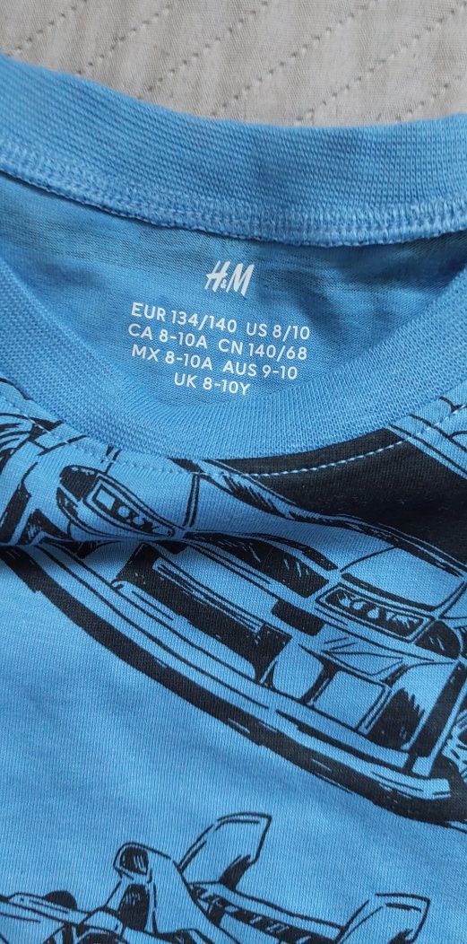 NOWE koszulki H&M 5 sztuk tshirt 134 140 auto pojazd wyścigowy dinozau