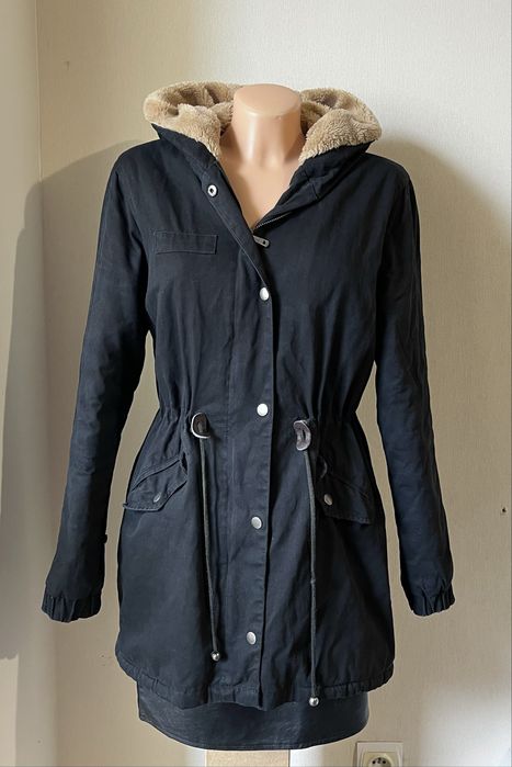 Czarna zimowa parka damska z misiem Way Mode S