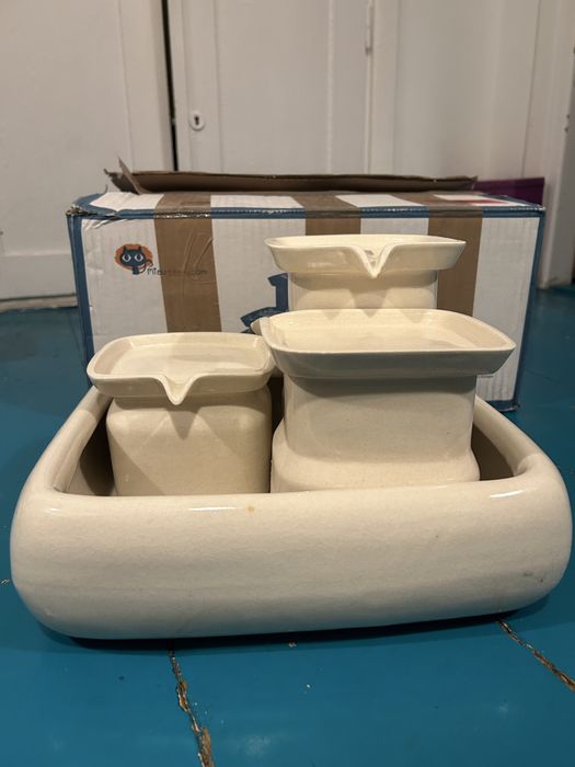 Fontanna ceramiczna Miaustore beżowa kremowa kompletny zestaw!