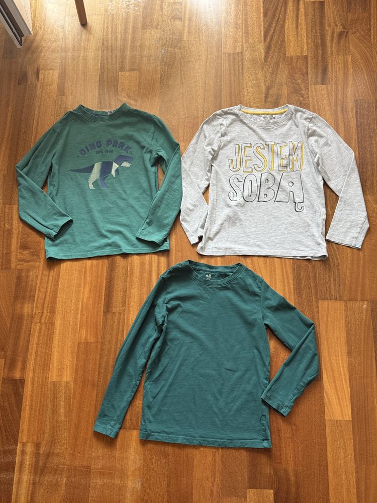 T-shirty, bluzki z długim rękawem,zestaw Okaidi,H&M,5 10 15 r.122/128