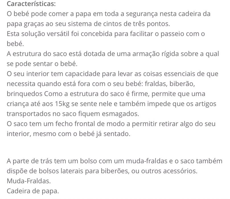 Bolsa maternidade Bébéconfort com cadeira