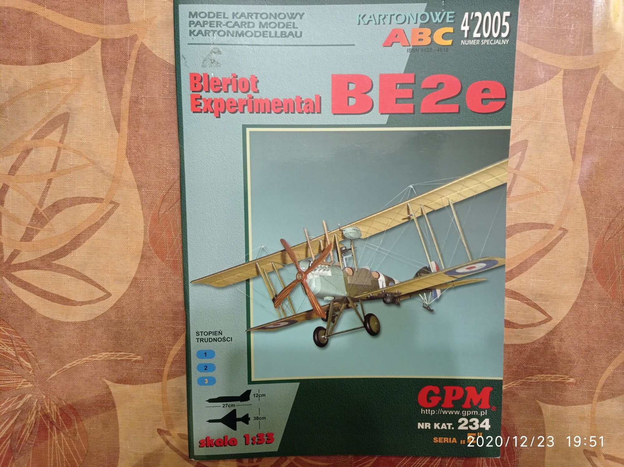 Model kartonowy BE2e Bleriot Experimental 1:33 GPM
