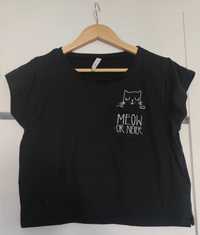 Czarny T-shirt z kotkiem, rozm. L