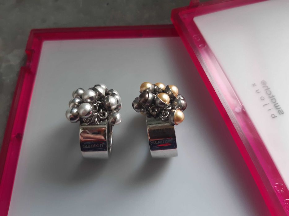 Conjunto 2 anéis em aço, original Swatch, em estado novo