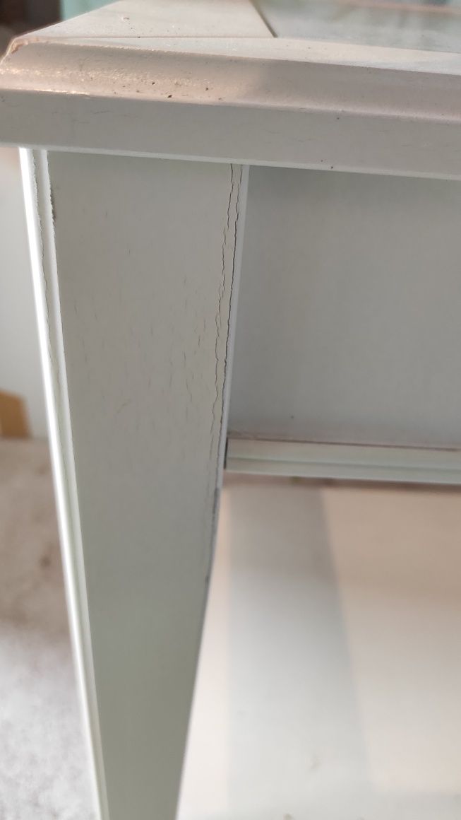 Mesa de apoio, branco/vidro LIATORP