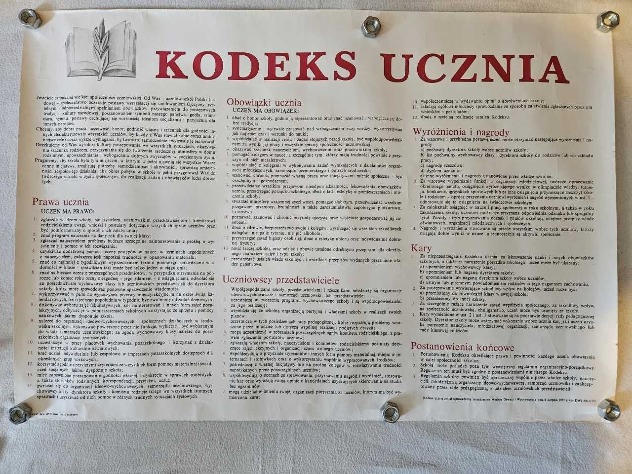 Kodeks ucznia z roku 1975  unikalny .