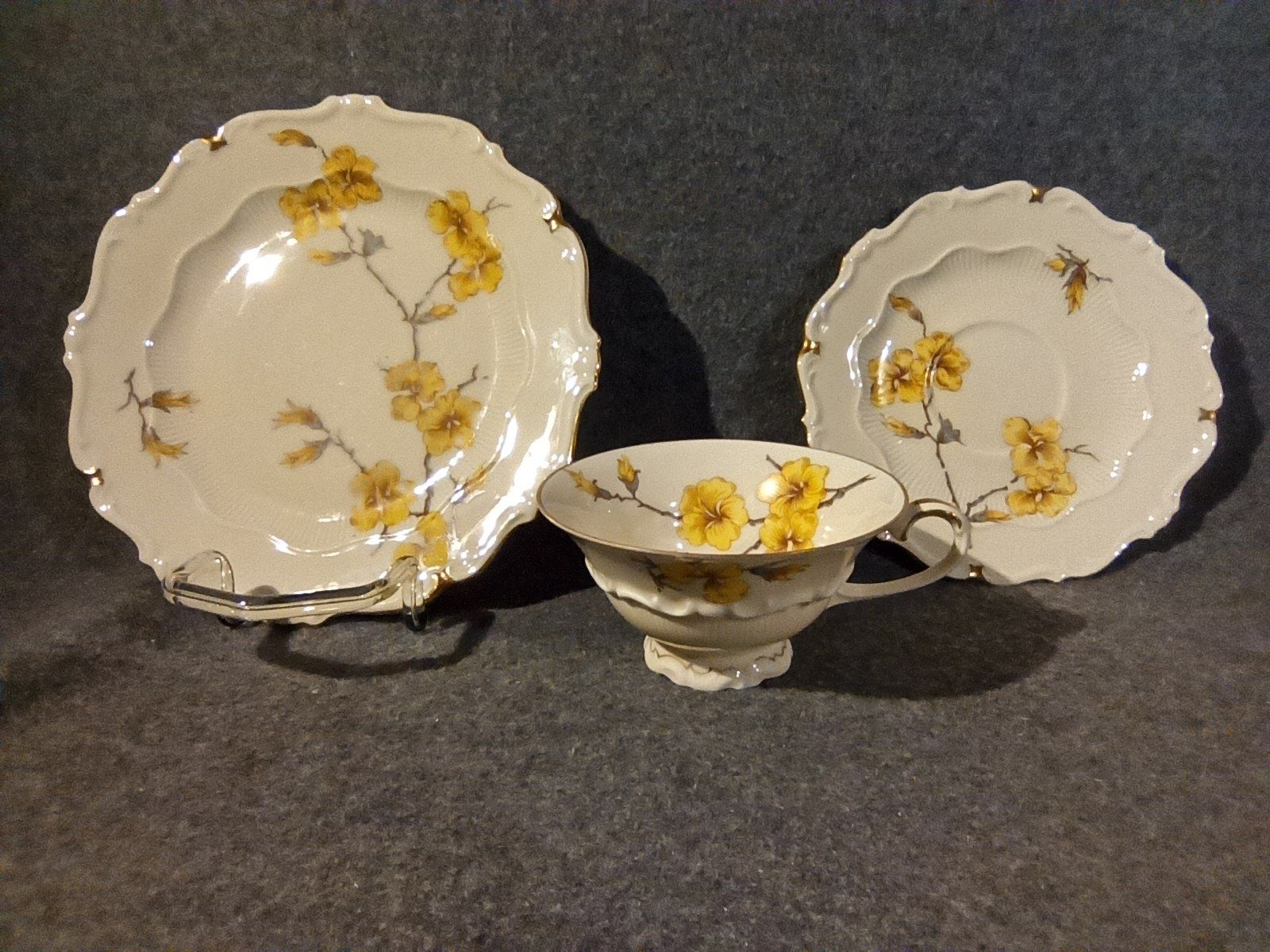 Porcelana Śląska SORAU  Cavalier Mimose TRIO Żary Forsycje  PRZEPIĘKNA