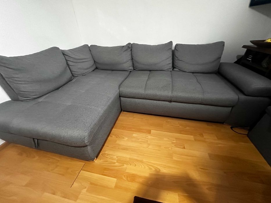 Narożnik lewostronny Sole rozkładany z pojemnikiem szary BRW