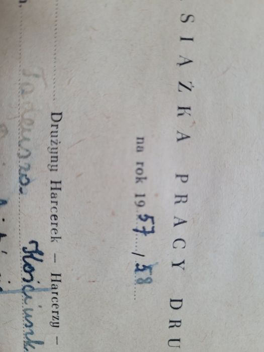 Stara Książka pracy drużyny harcerskiej 1957