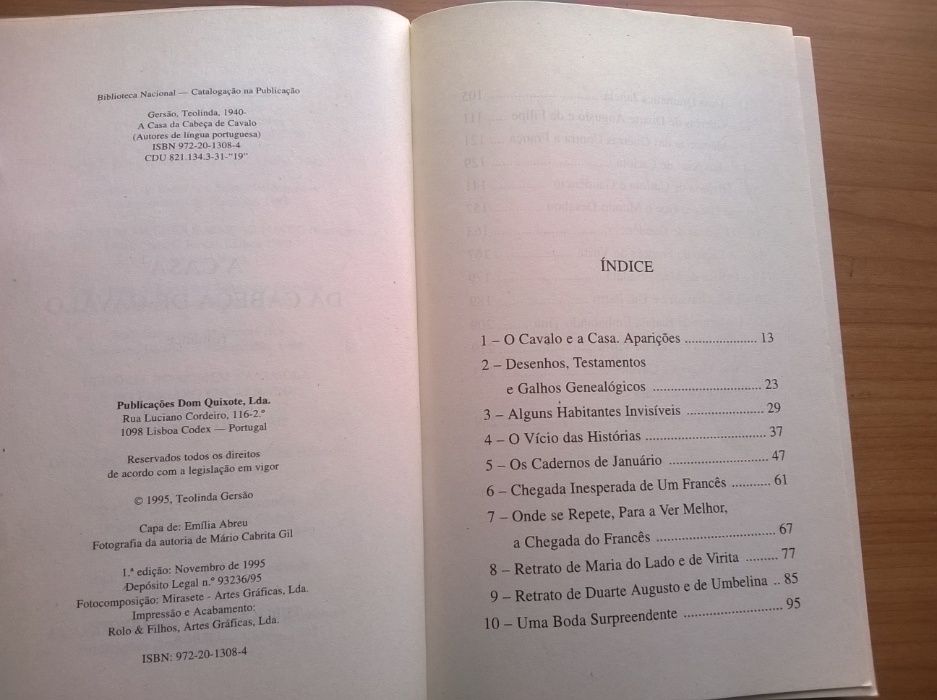 A Casa da Cabeça de Cavalo (1.ª edição) - Teolinda Gersão