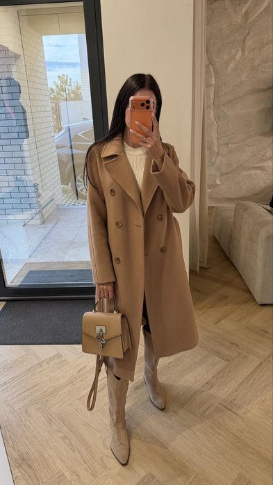 Пальто кашемірове кемел беж s-m розмір