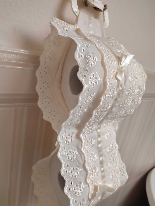 Obniżka-Retro vintage etui uchwyt na papier toaletowy materiał koronka