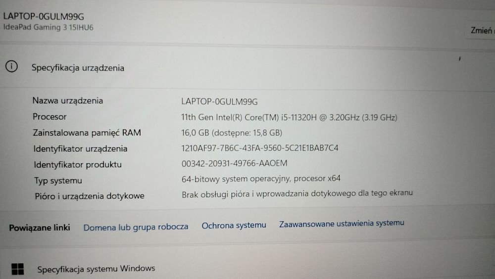 Laptop IdeaPad Gaming 3 15IHU6