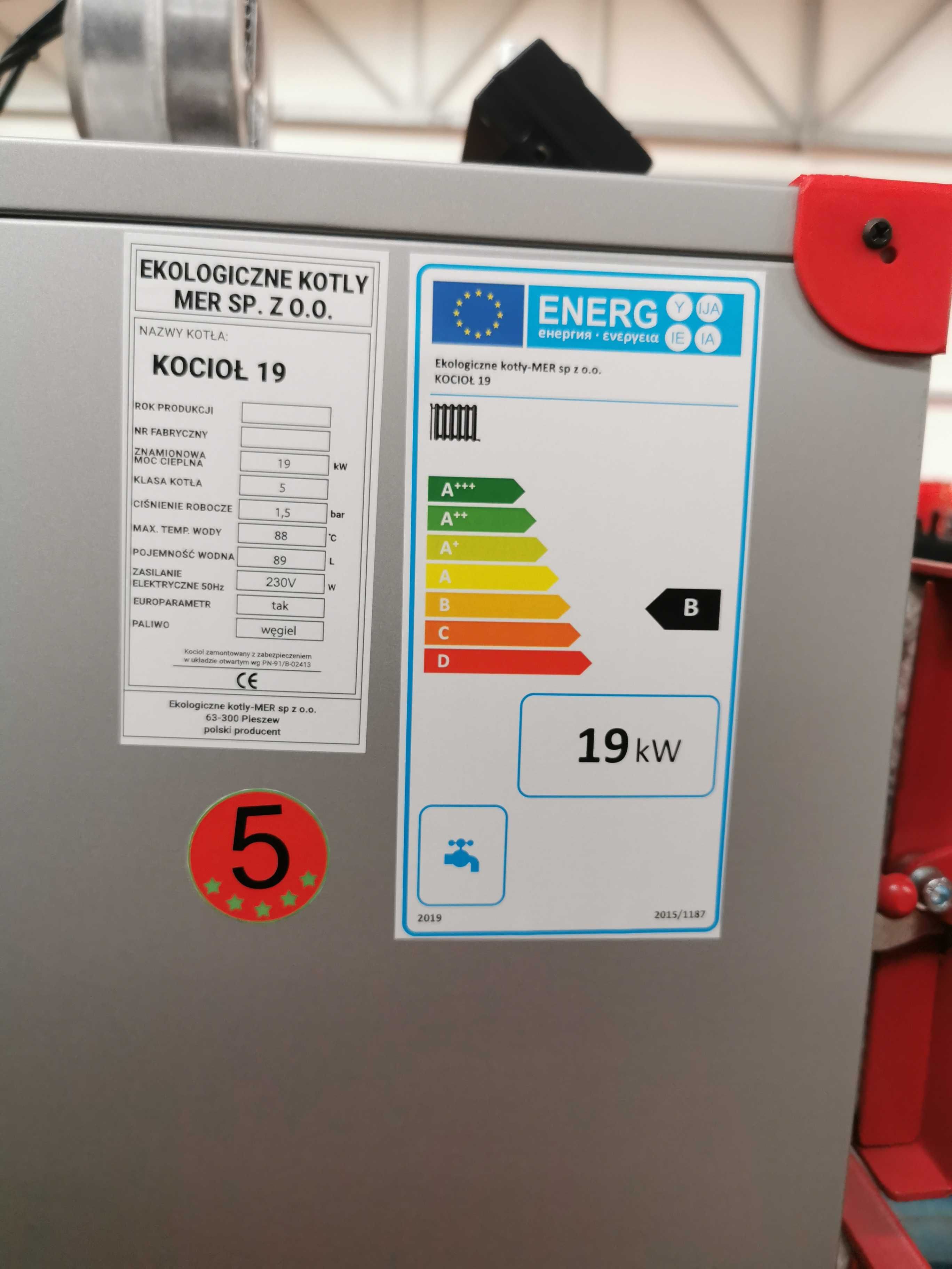 Kocioł piec WĘGIEL DREWNO CHRUST + zestaw sterownik i wentylator 19 kW