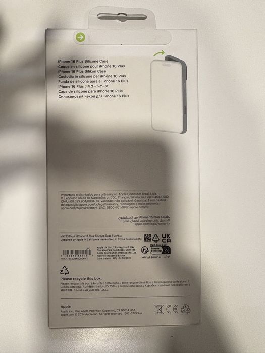 Capa Iphone 16 plus - fuchia - original Apple - Selada