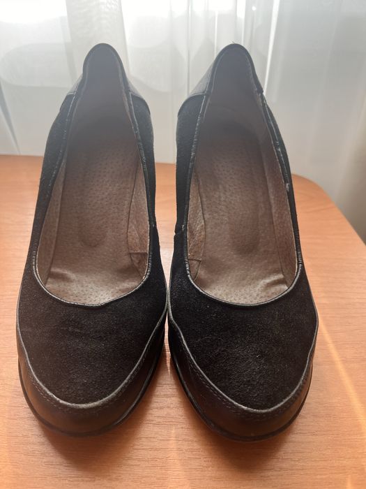 Туфлі на високій підошві, 36 розмір, шкіра+замша
