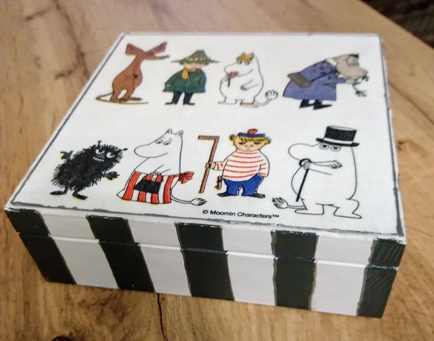 Muminki decoupage szkatułka kuferek pudełko