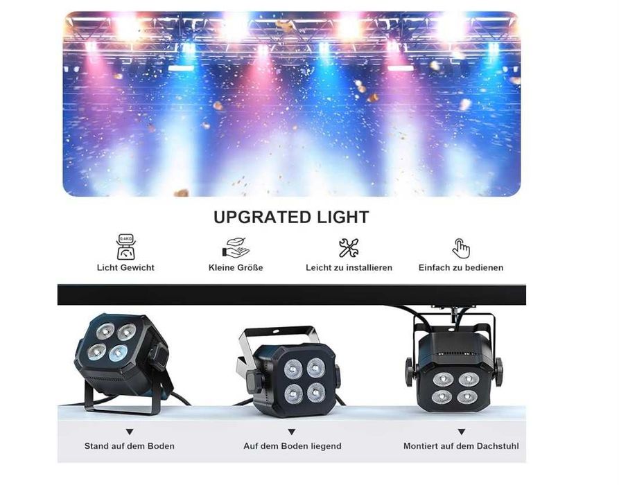 RGB Focos par LED 80 W (conjuntos de 2 ou 4 luzes)