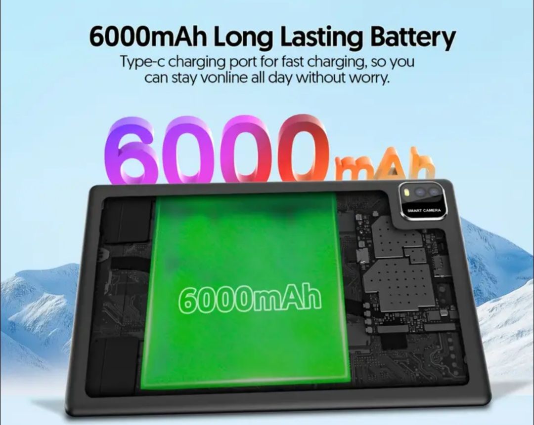Tablet 10,1-calowy z Androidem 15, etui w zestawie, ekran HD BAKEN