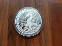 Moeda 1 Dólar "Cavalo Marinho" Barbados 1oz