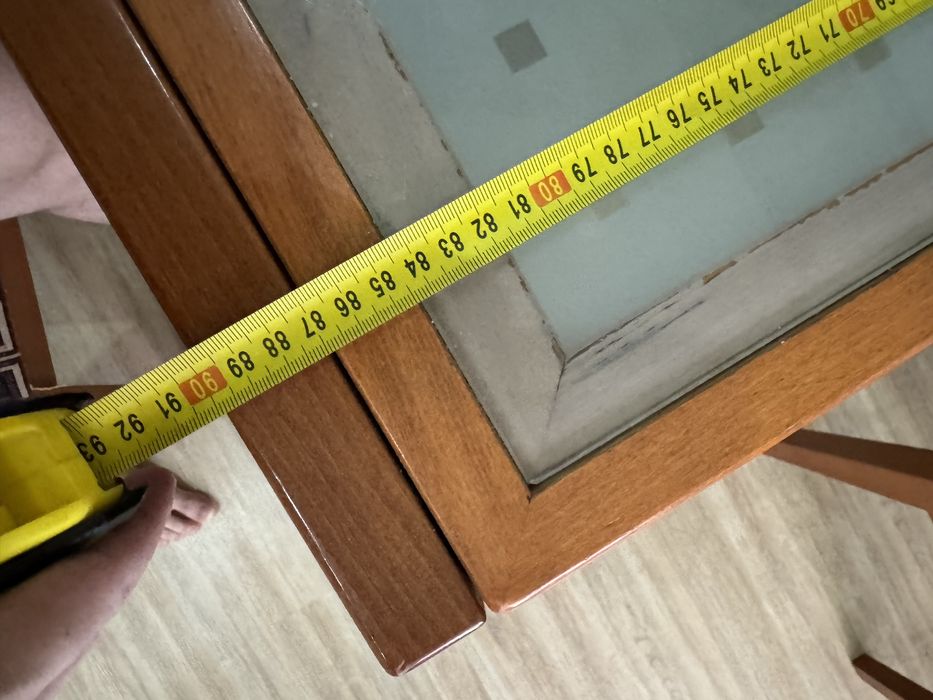 Обідній деревʼяний скляний стіл +стільці