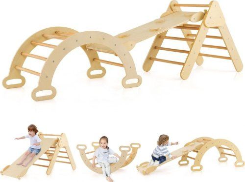 Zestaw wspinaczkowy dla dzieci 3w1 drewniany