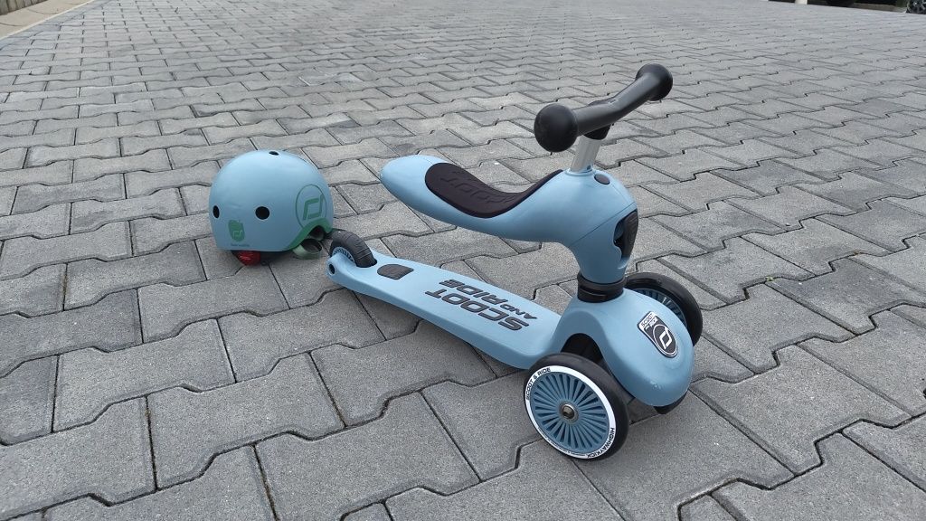 Hulajnoga z kaskiem dla dzieci Rowerek 2w1 Scoot and Ride trójkołowa