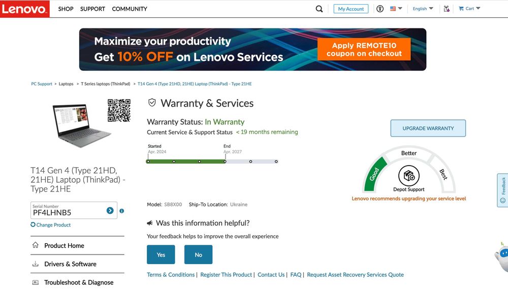Ноутбук Lenovo ThinkPad T14 Gen 4/i7-1355U/32/256GB/Магазин/Гарантія!
