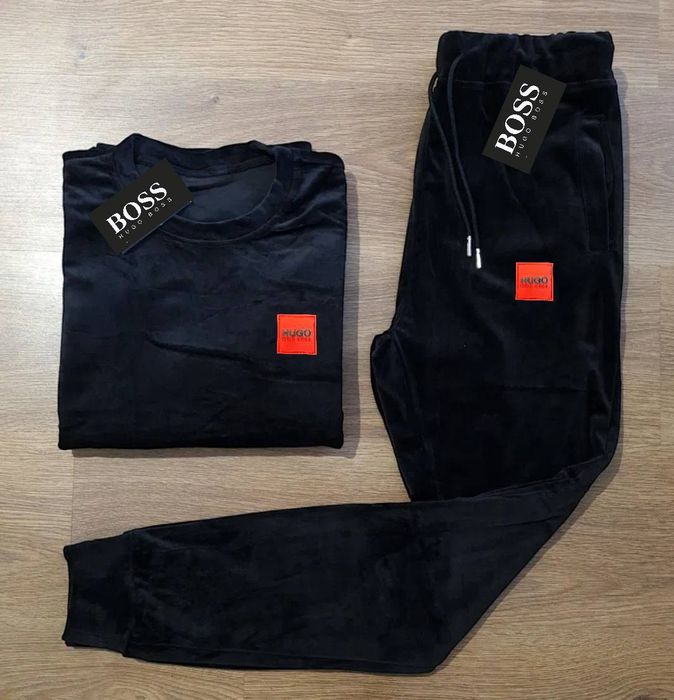 Męski komplet welurowy logo SZYTE