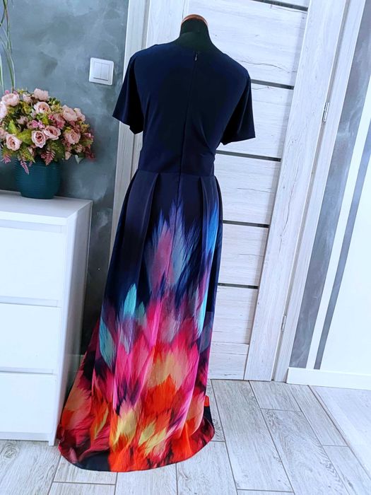 długa suknia sukienka w kwiaty rozmiar 48 na wesele komunię 4xl