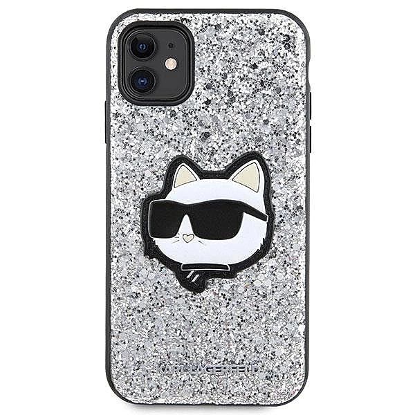 Etui Karl Lagerfeld Glitter Choupette Patch na iPhone 11 / Xr - srebrn
