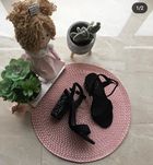 Новые шикарные бархатные босоножки на толстом каблуке