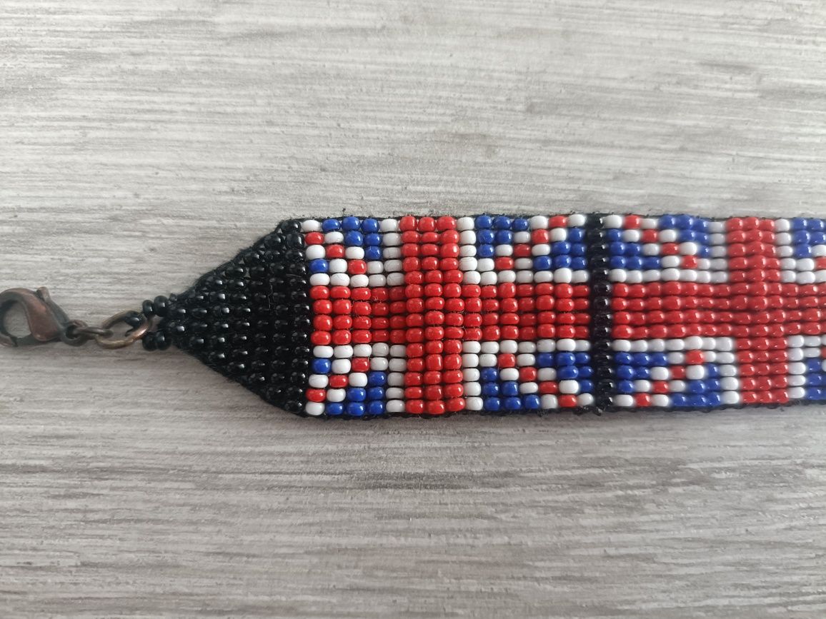 Choker / naszyjnik z koralików flaga Wielkiej Brytanii unisex
