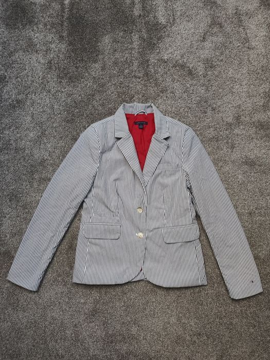 Marynarka żakiet damski Tommy Hilfiger 38 M w paski  biało czarna