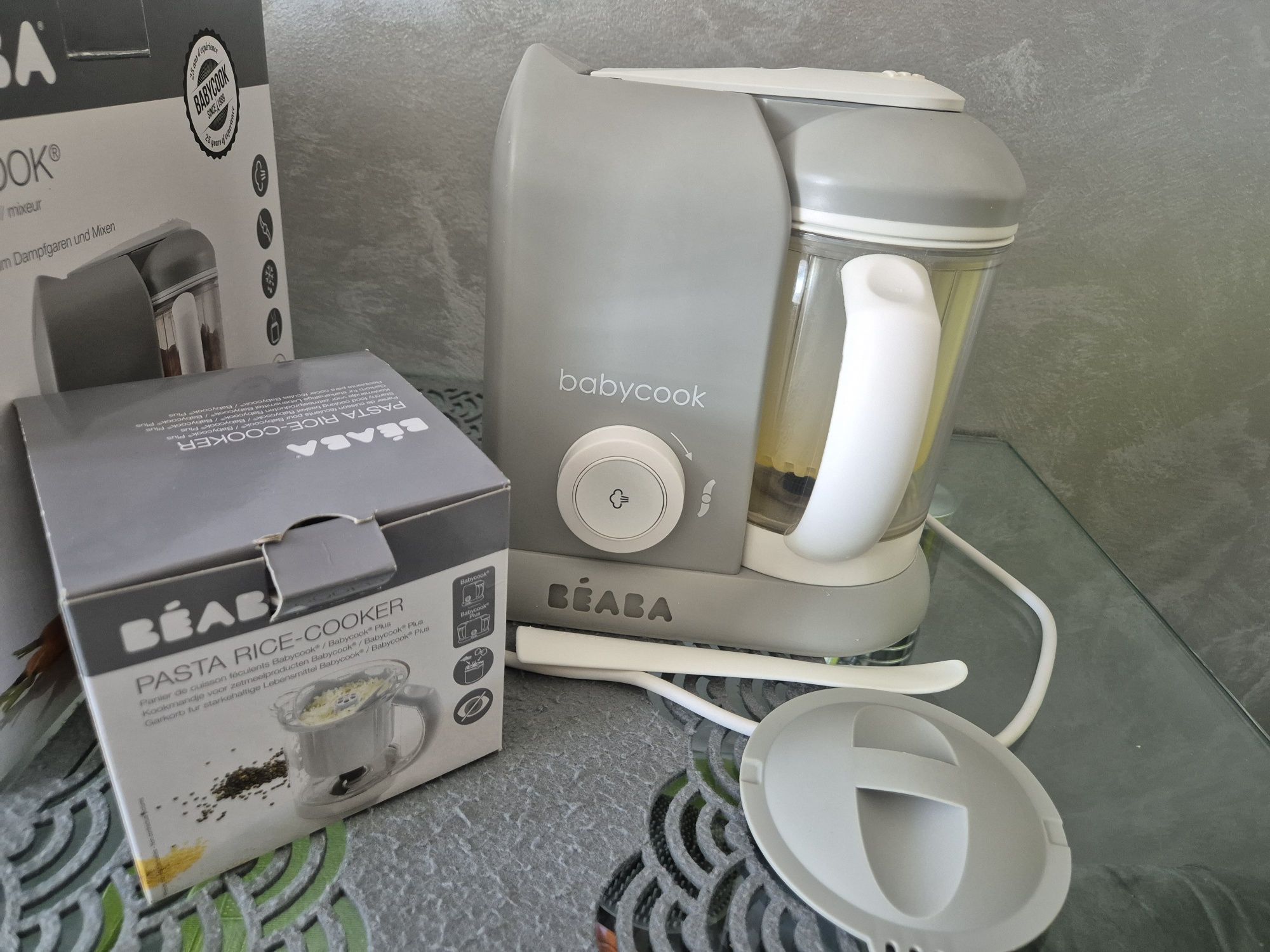 Beaba Baybycook Grey 4w1 + koszyczek do gotowania ryżu i makaronu