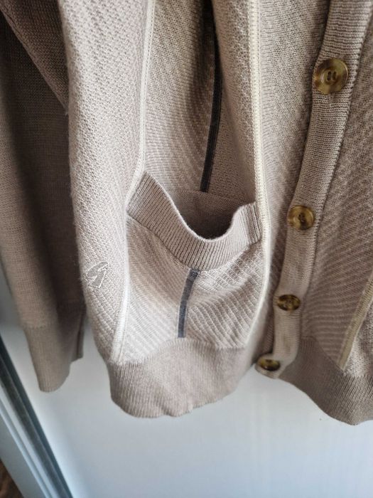 Beżowy sweter męski Gabicci z wełną XL vintage casualowy ciepły